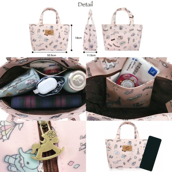 Waterproof Coffee & Corgi Small Tote Handbag Purse - Picture 2 of 8